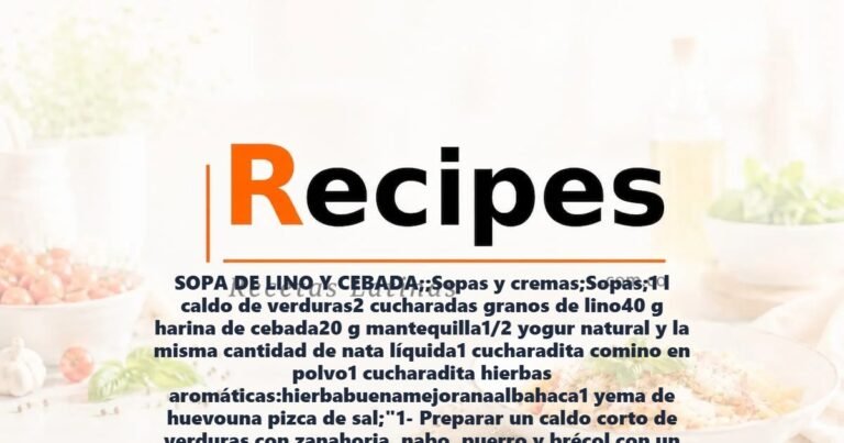 SOPA DE LINO Y CEBADA;;Sopas y cremas;Sopas;1 l caldo de verduras2 cucharadas granos de lino40 g harina de cebada20 g mantequilla1/2 yogur natural y la misma cantidad de nata líquida1 cucharadita comino en polvo1 cucharadita hierbas aromáticas:hierbabuenamejoranaalbahaca1 yema de huevouna pizca de sal;"1- Preparar un caldo corto de verduras con zanahoria, nabo, puerro y brécol con un litro y medio de agua fría y sal